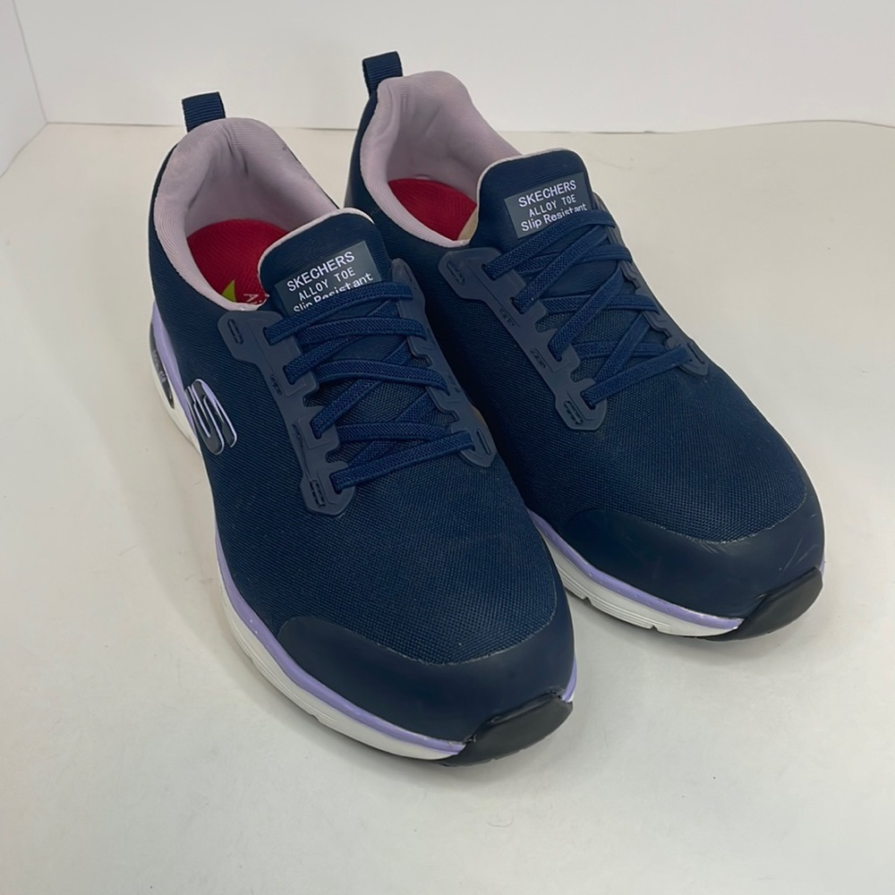 New Women’s Blue/Purple Skechers Alloy Toe Slip Resistant Work Shoe Size 8.5